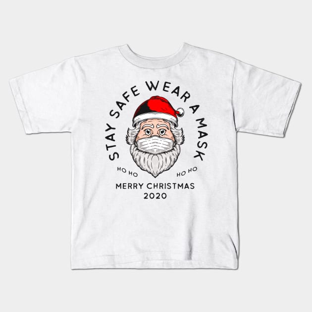 Santa Clause Wear Mask Kids T-Shirt by Merchsides